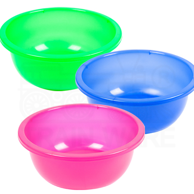 Wholesale 6L small clear plastic basins in assorted colors (Pink, Blue, Green), 30cm x 13cm cheap plastic tubs, OEM manufacturing and logo printing service in Thailand