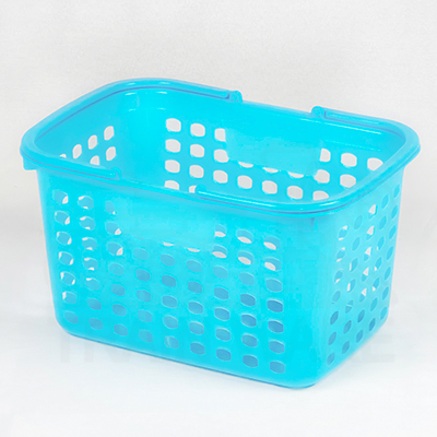 Wholesale transparent blue shopping baskets in bulk with custom logo printing service located in Rama 2 Bangkok Thailand