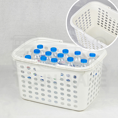 Wholesale minimal cream white handheld shopping baskets in bulk with custom screen printing service in Rama 2 Bangkok Thailand