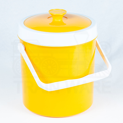 OEM manufacturer and wholesaler for 4L 6L 9L yellow plastic ice bucket with handle and lid for Buddhism monk with logo screen printing service in Bangkok, Thailand
