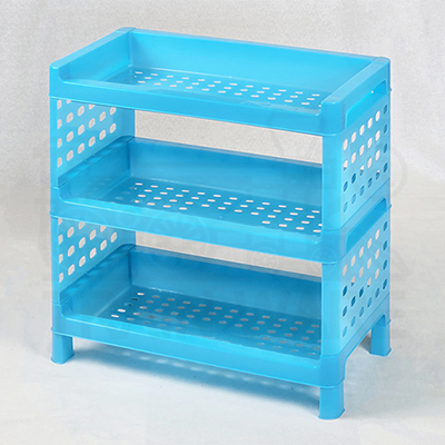 ขายชั้นแคบพลาสติก สีฟ้าใส 3 ชั้น สูง50cm. ยาว48cm. ราคาส่ง